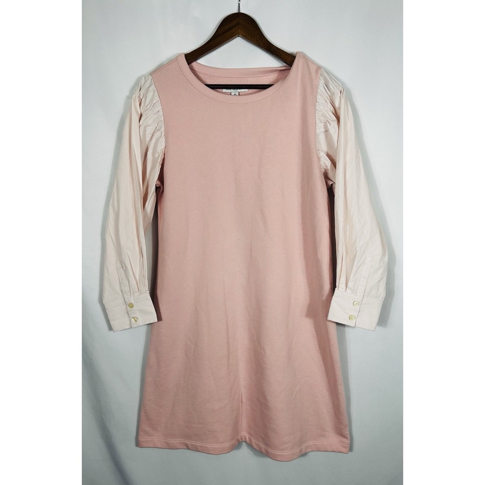 Free Assembly Womens Pink Long Puff Sleeve Sweatshirt Dress Twee Preppy Size M